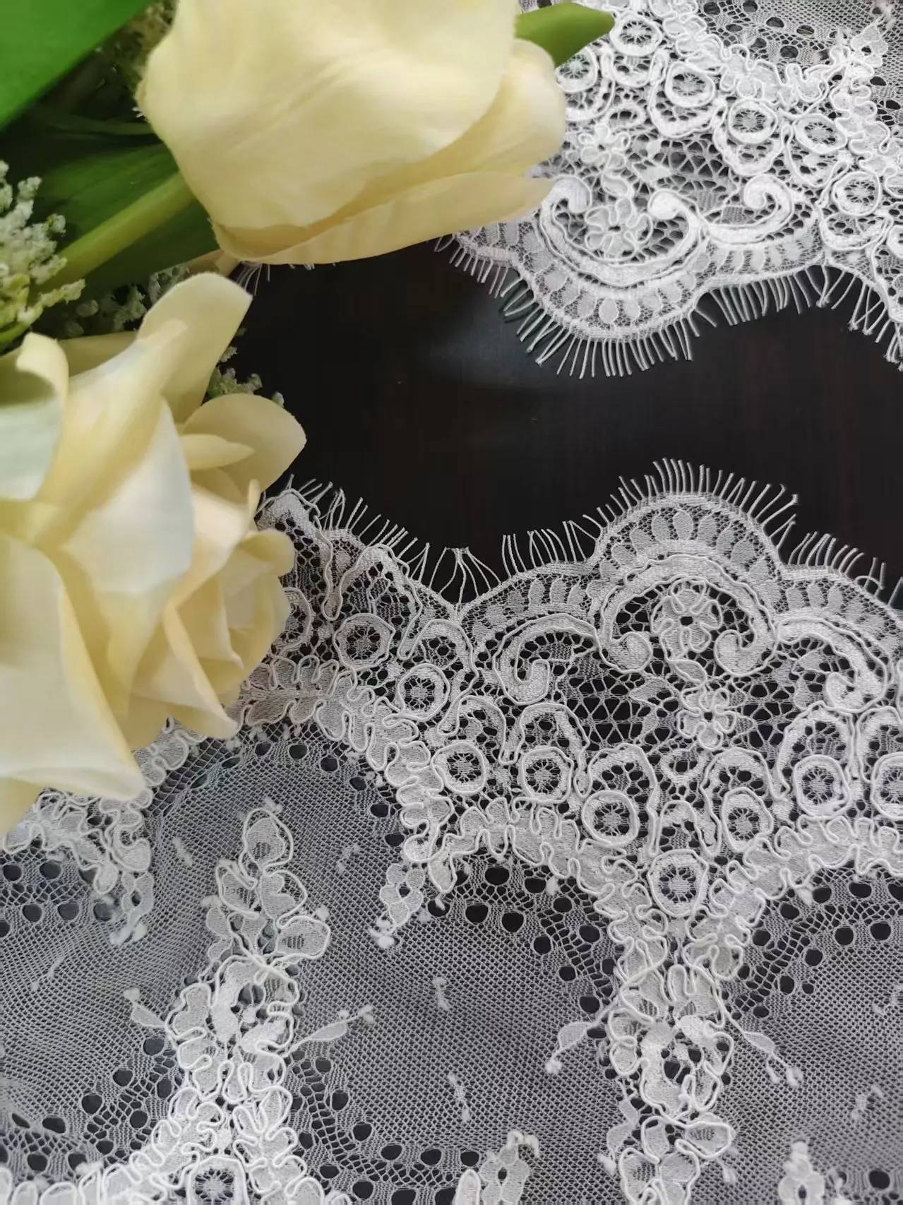 White Rope Embroidered Lace Trim Floral Lace Fabric Bridal Wedding Dress Lace Ribbon Sewing