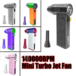 140000RPM Mini Turbo Jet Fan Brushless Motor Handheld Duct Fan 52M/S Portable Turbo Fan Type-C Charging with Power Display Compu