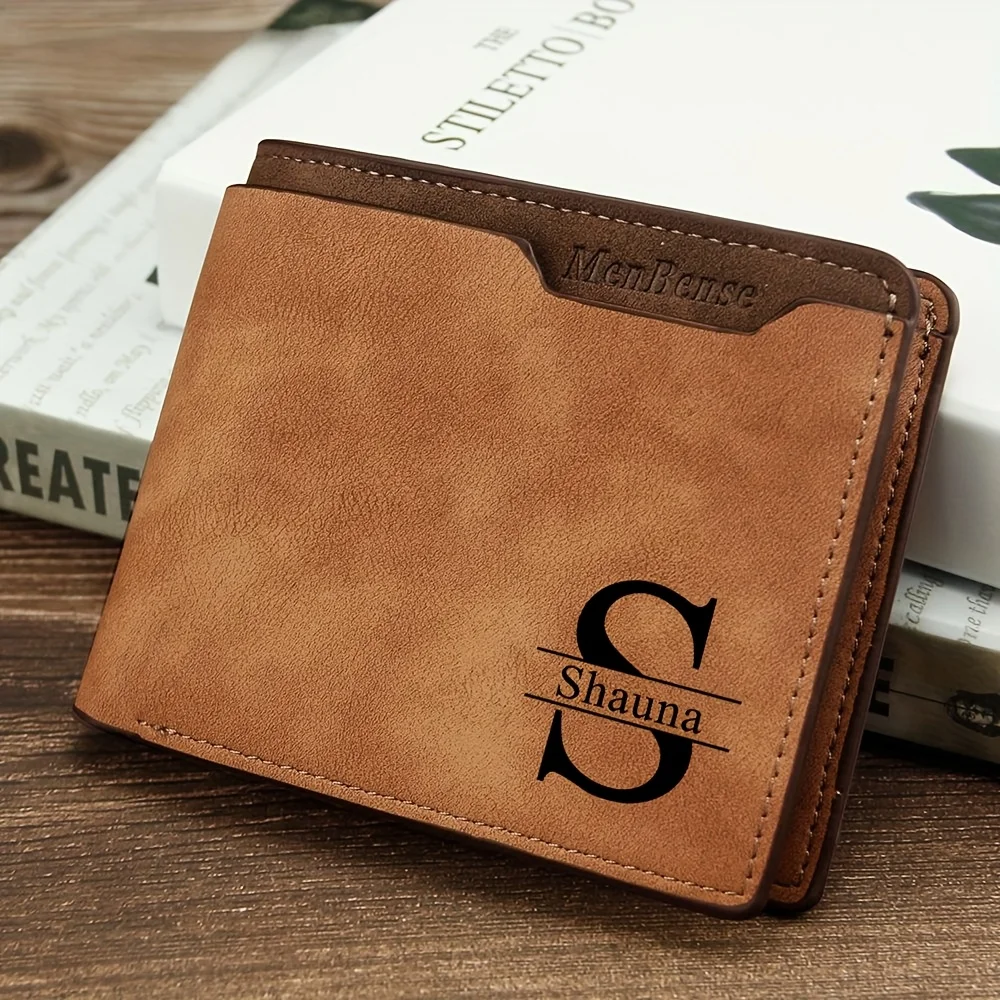 Customized Name Luxury Male Short Wallet Name Engraved High Quality Men Slim Card Holder Brand Purse Exclusive Father's Day Gift - view 4