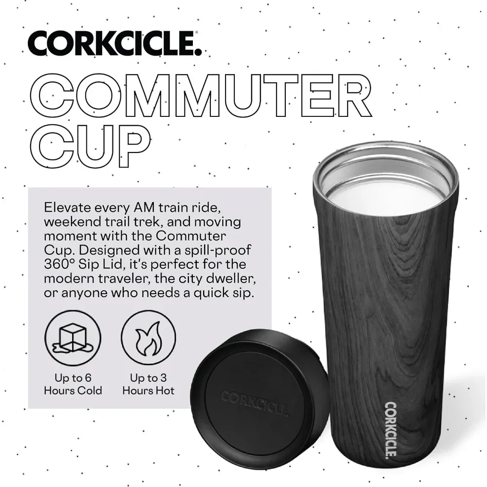 Commuter Cup Travel Mug with 360° Sip Lid Burnt Wood 17 oz Insulated with Lid Keeps Beverages Cold 18 Hours Hot 5 Hours