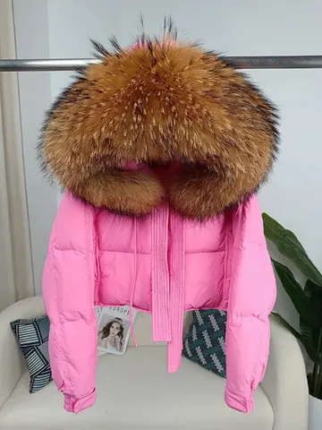 Novo inverno jaqueta feminina destacável real pele de raposa gola de pele de guaxinim com capuz grosso quente pato para baixo solto streetwear outerwear