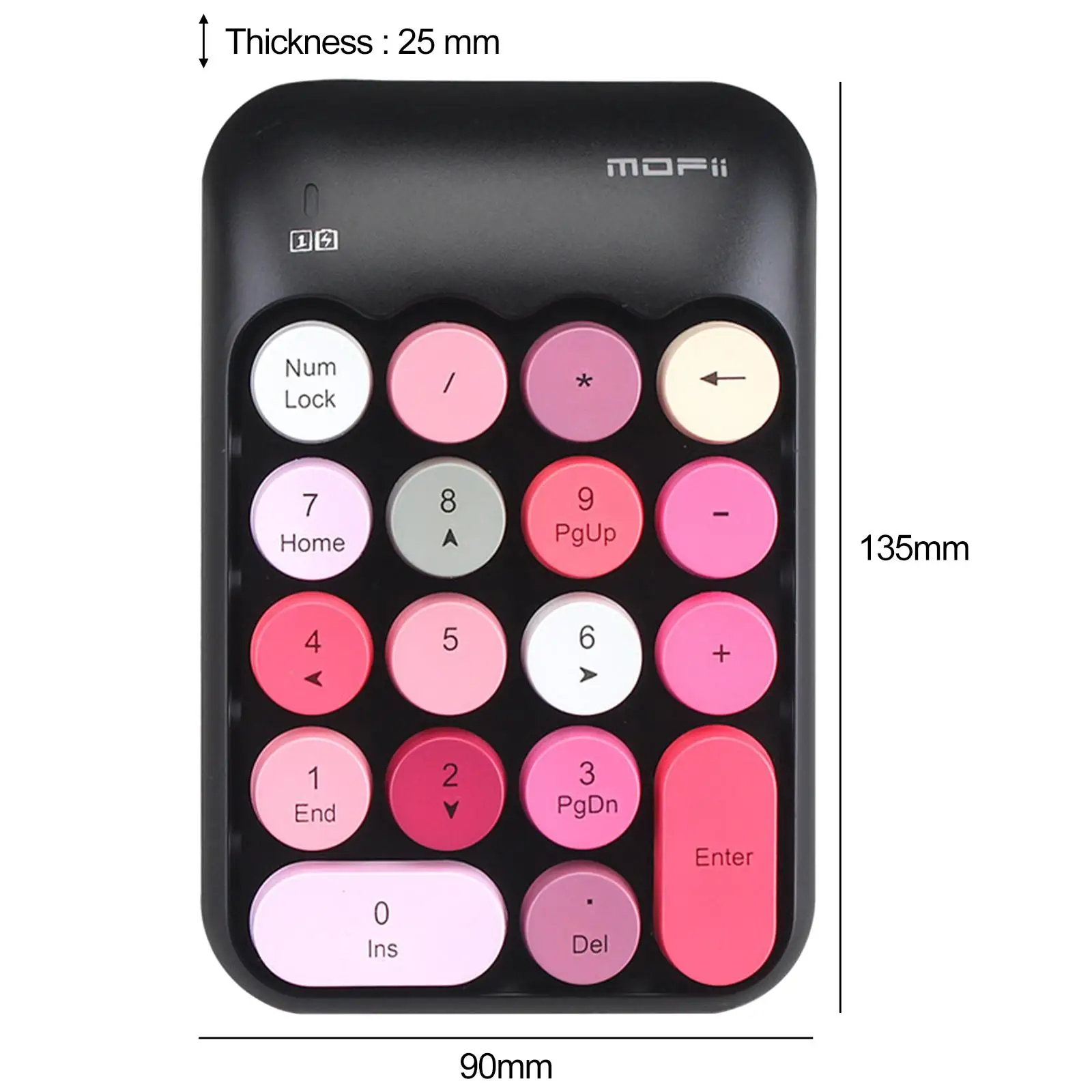 Wireless Numeric Keypad, 18 Round Key Number Keyboard for Notebook PC Desktop Laptop