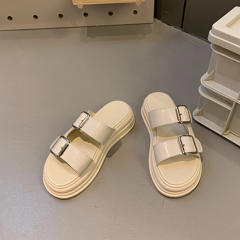 DOGHC-Sandales à plateforme à double sangle pour femmes, sandales plates décontractées, chaussures d'été confortables, nouvelle collection 2024