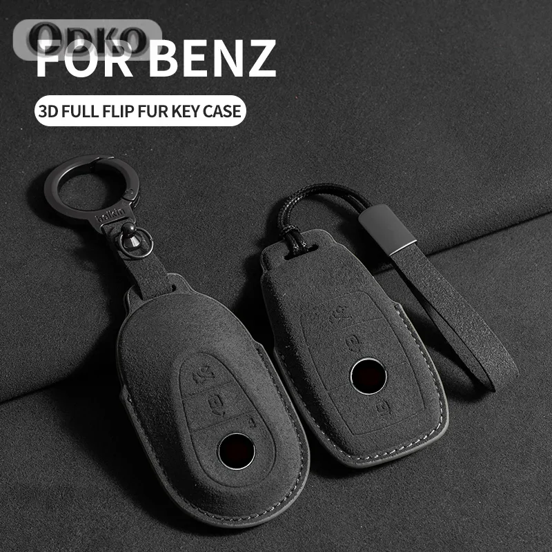 

Suede Car Remote Key Case Cover Shell for Mercedes Benz A C E S G Class GLC CLE CLA W177 W205 W213 W222 X167 AMG Keyless Key Fob
