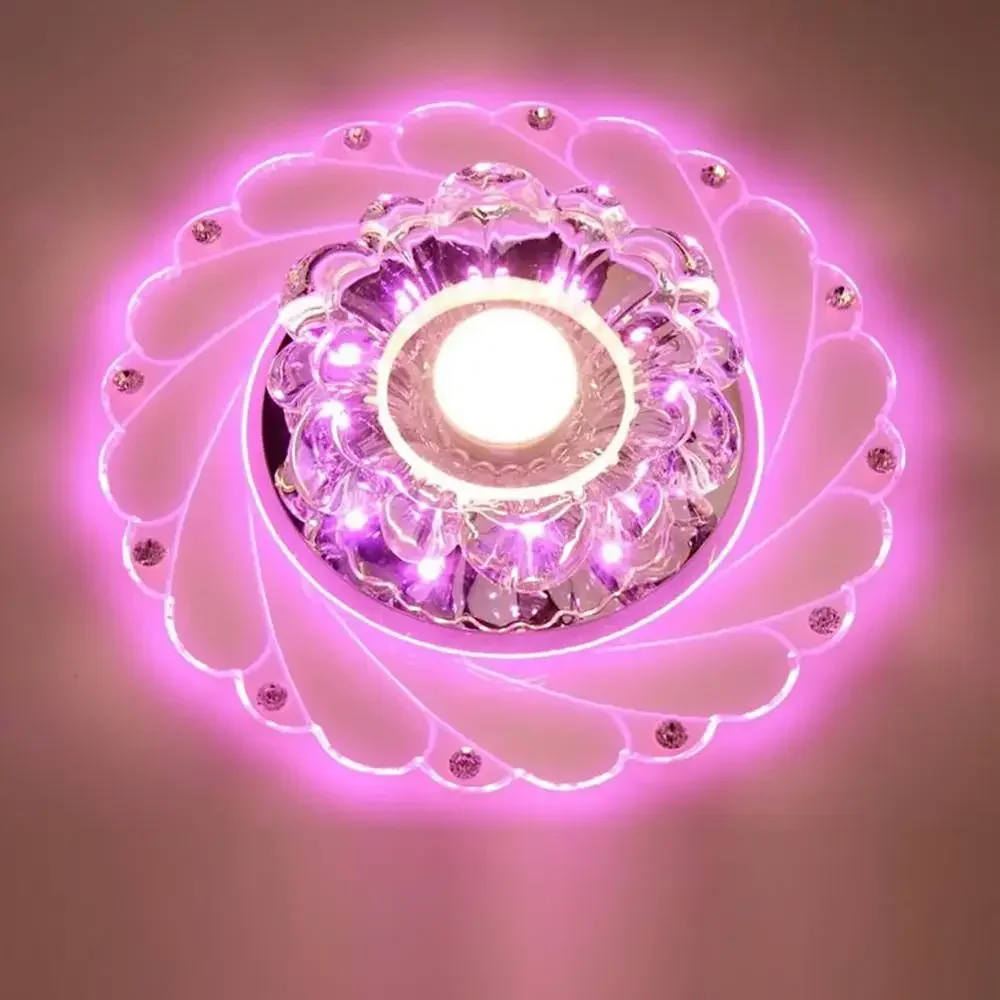 

Crystal Lotus Ceiling Light 3W Colorful Aesthetic Lighting For Corridor Bedroom Living Room Ceiling Lamp