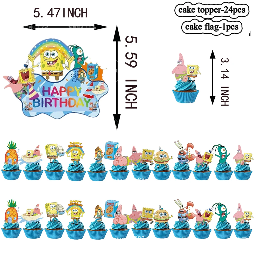 Kids Outdoor Merry Go Round - 25 sztuk/zestaw SpongeBob Ozdoba na Tort