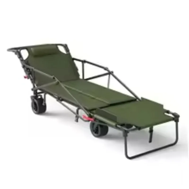 Foldable Camping Trailer with Wheels, Pushable Reclining Design for Outdoor & Beach Adventures