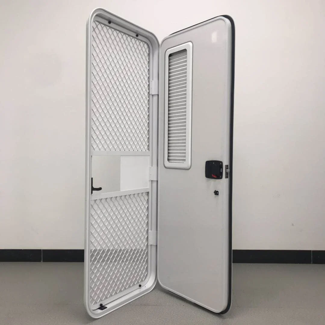 

Rv and Motorhome Parts White Wholesale America Style Aluminum Alloy Rv Door with Door Stopper and Rubber Trim