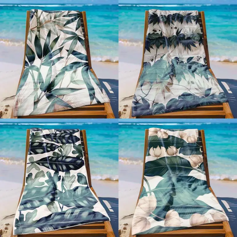 

Пляжное полотенце с узором в виде тропических листьев, защищающее от солнца и ветра, подходит для бассейна, кемпинга, путешествий, как одеяло.