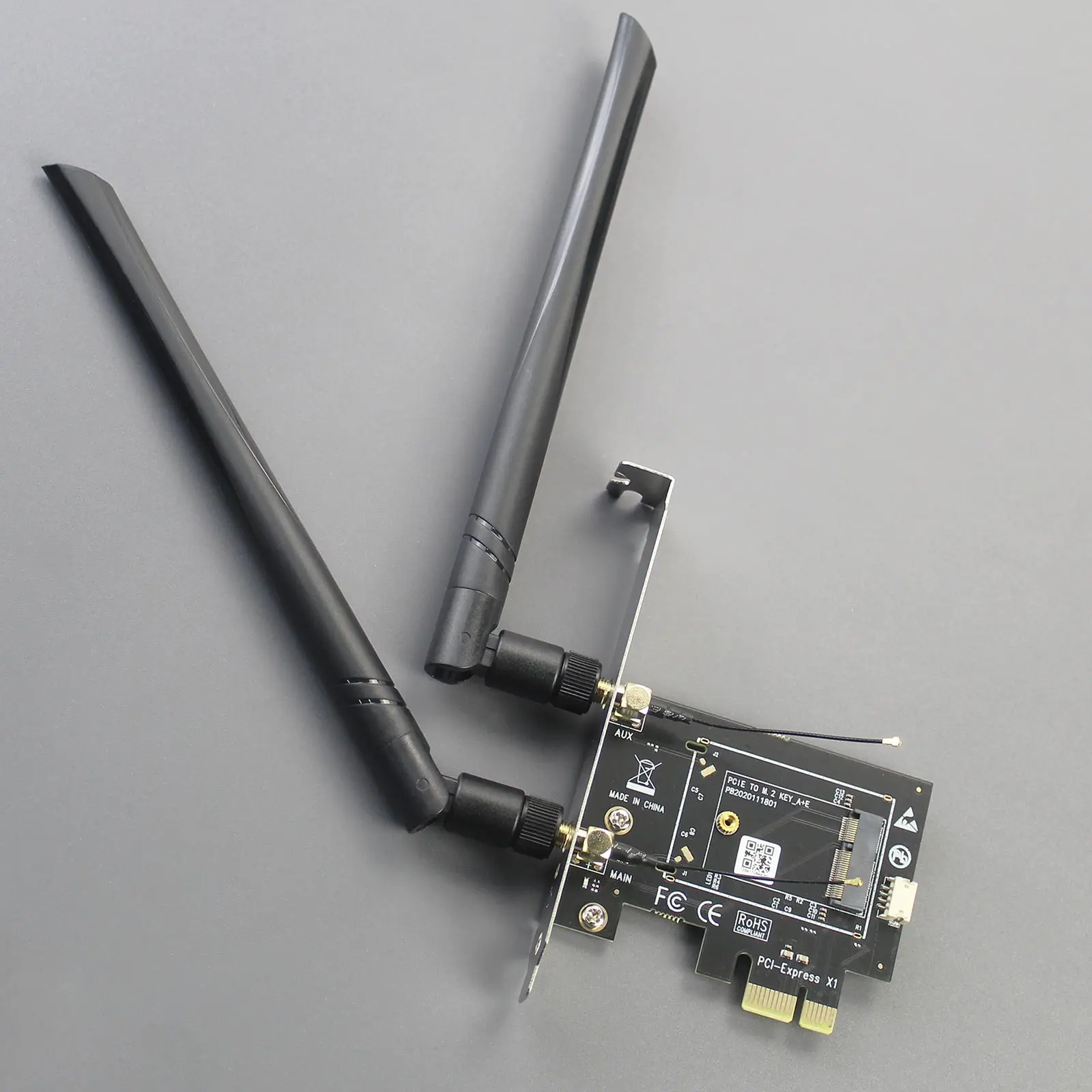 M.2 E Key to PCIe WiFi Adapter for M.2 WiFi 4/5/6/6e/7/Coral TPU Module