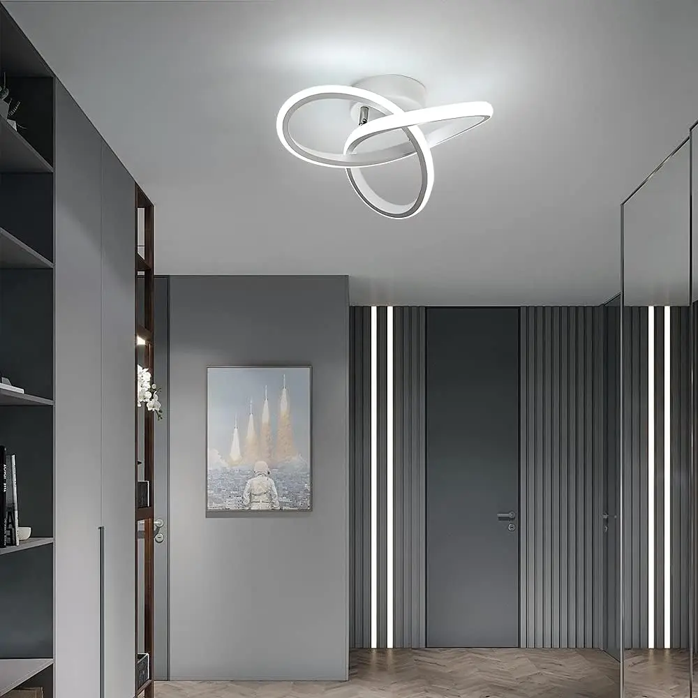 

Modern Led Ceiling Light Curved Design Dimmable Semi Flush Mount Ceiling Lamp for Bedroom Bathroom Kitchen Balcony Hallway