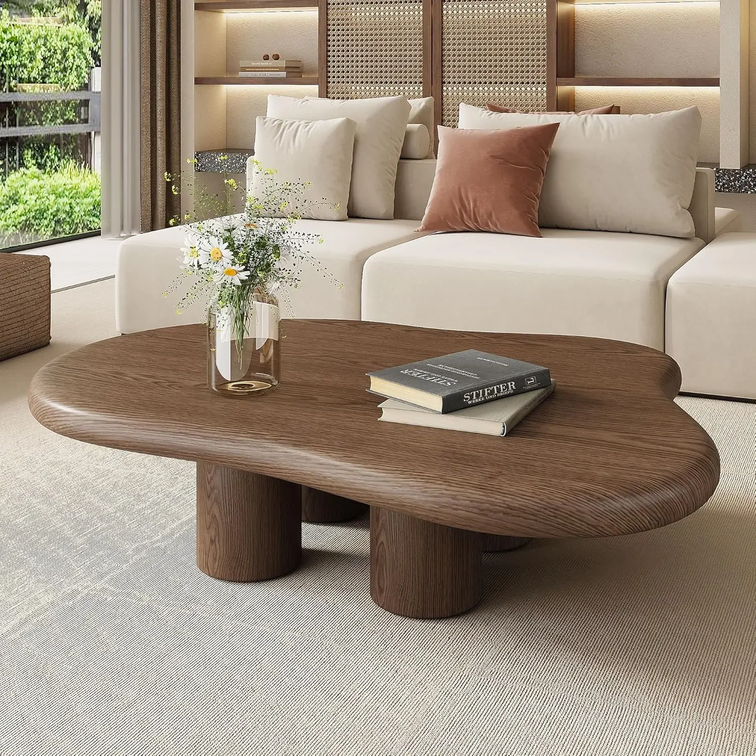 Round Distinctive Stable Contemporary Coffee Table Adjustable Minimalist Polished Low Coffee Table Salon Tisch Room Furniture