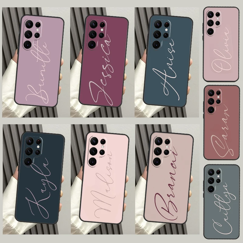 حافظة مخصصة باللون الوردي المغبر مخصصة لهاتف سامسونج جالاكسي S23 S22 S21 Ultra Plus S8 S9 S10 نوت 10 20 Ultra S21 S20 FE