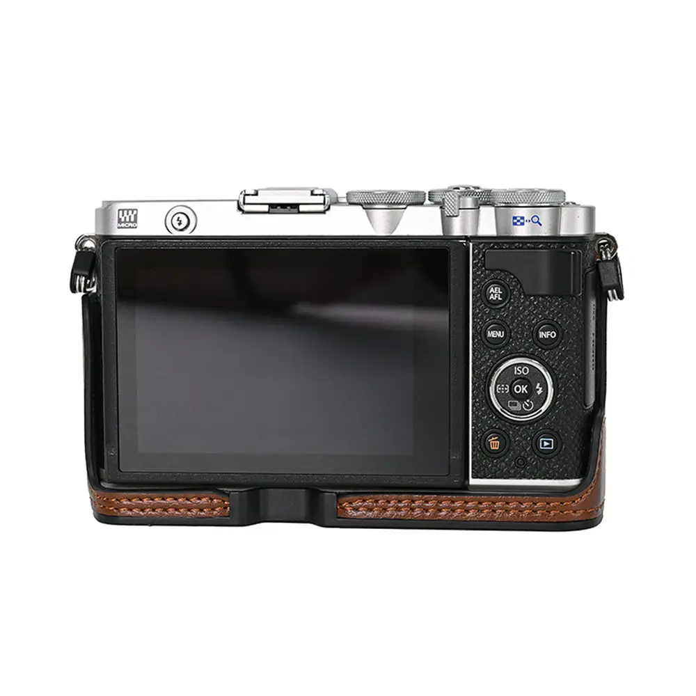 PU Leather Camera Half Body Case for Olympus PEN EP7 E-P7 Battery