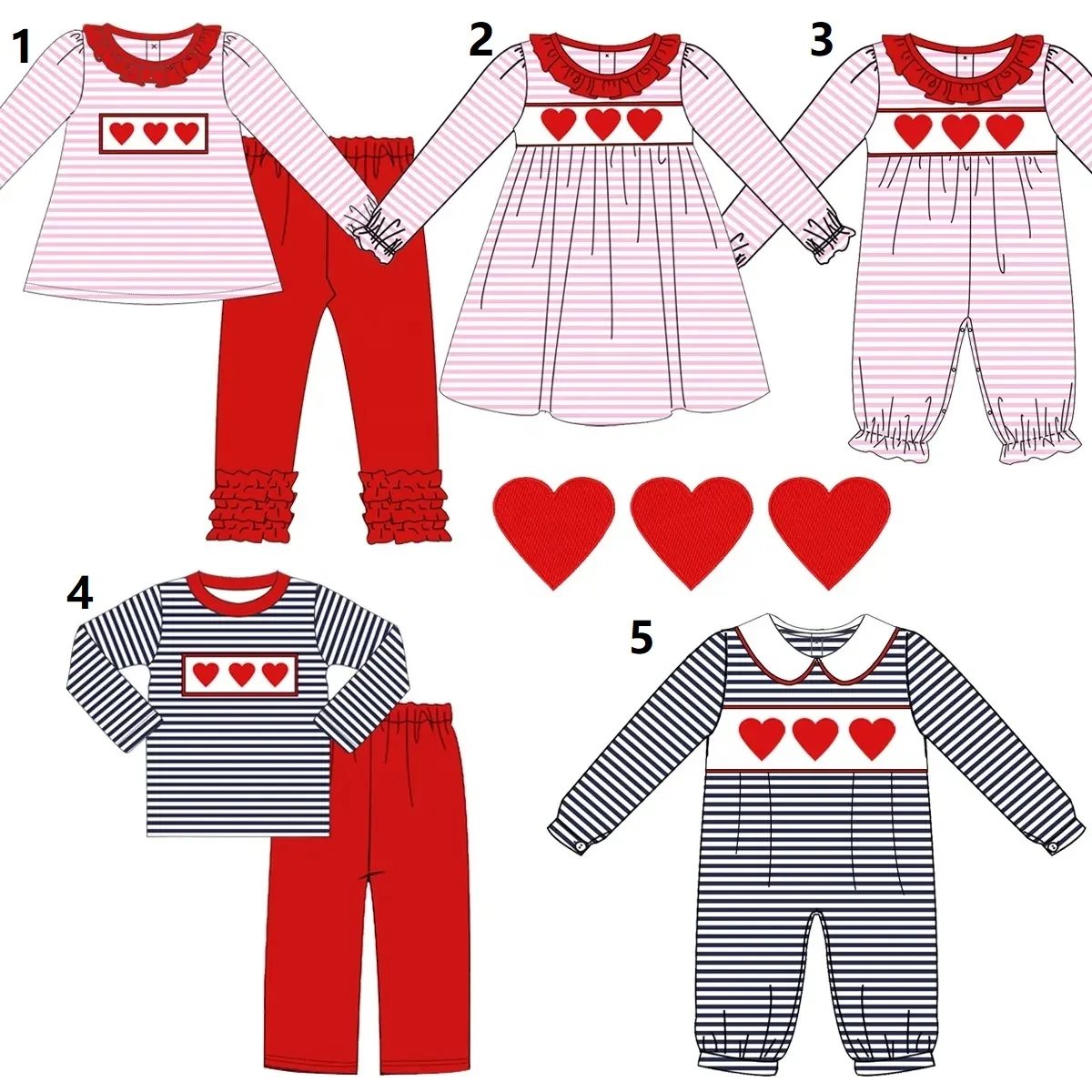 Valentine's Day collection Love print boys black plaid girls pink plaid long sleeve suit baby onesie brothers and sisters