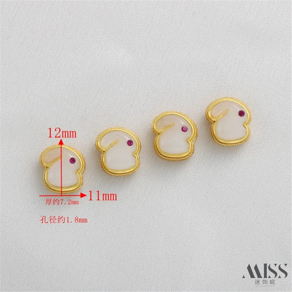 

18K Gold-packed Color Matte Gold Jade Three-dimensional Rabbit Jade Rabbit Bead Diy Handmade Bracelet Jewelry Accessories