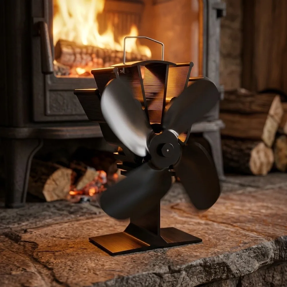 Fireplace Heat Powered Fan 2 22x14x11cm Metal Construction Silent Operation Enhances Room Heat Distribution Efficiency
