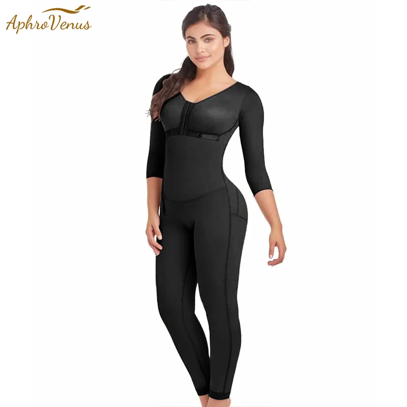 

Fajas Colombianas Women Side Zipper Long Sleeves Full Body Shapewear Weight Loss Postpartum Shaper Post Liposuction Bodysuit