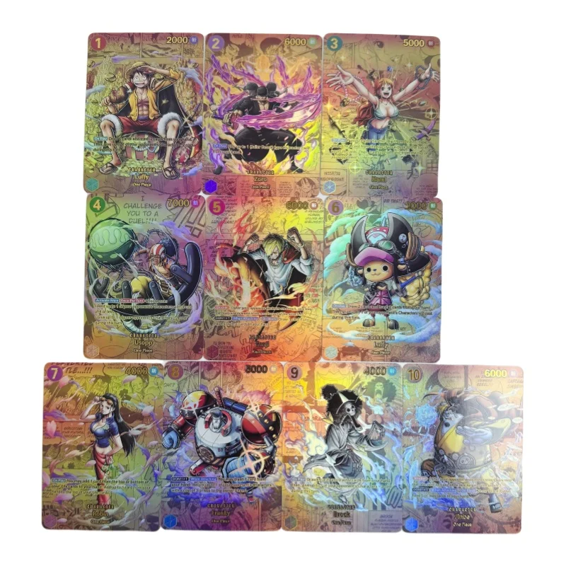 10Pcs/set One Piece Cards Monkey D Luffy Roronoa Zoro Nami Signature Card Anime Game Characters Collection Color Flash Diy Cards