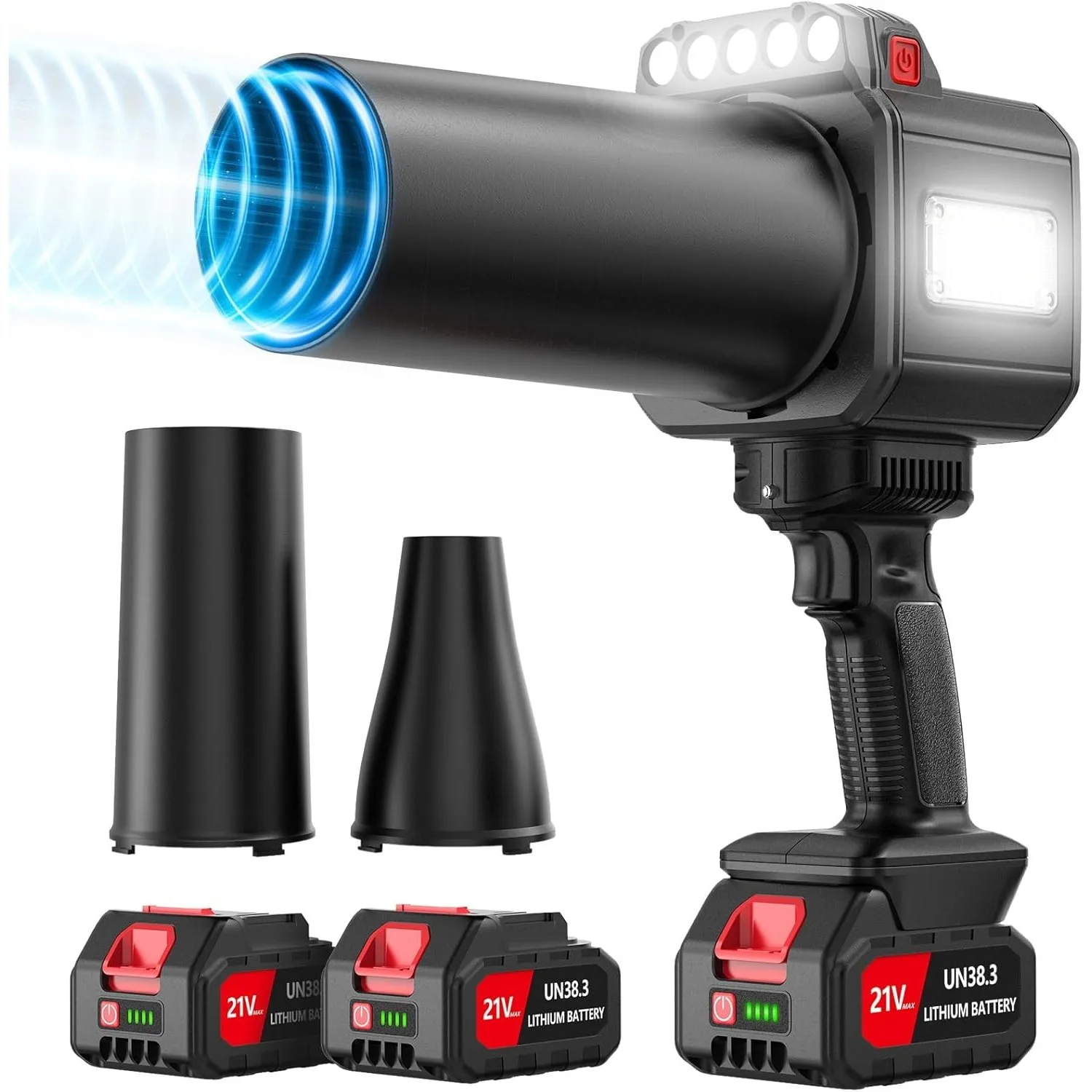 

Brushless Leaf Blower Cordless, Handheld with LED Light & Dual Nozzles, Turbo Jet for Lawn Care