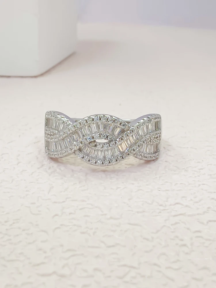 

S925 Sterling Silver Women's Wedding Ring Double Braided Zirconia Luxury Bridal Jewelry For Women Daily Wear Holiday Party Gifts