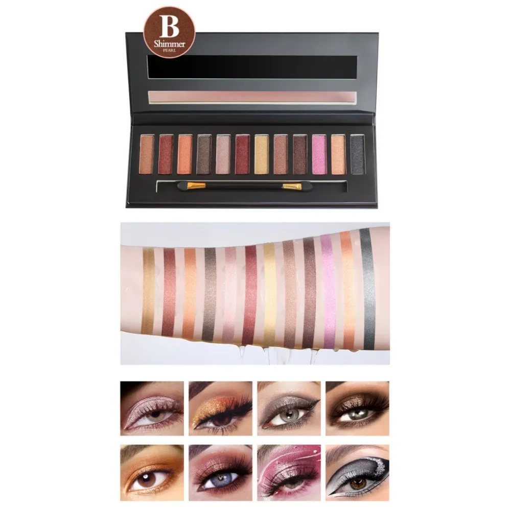 Fit Coiors Serie di ombretti a 12 colori: il miglior trucco per palette di ombretti con evidenziazione perlescente opaca per le donne