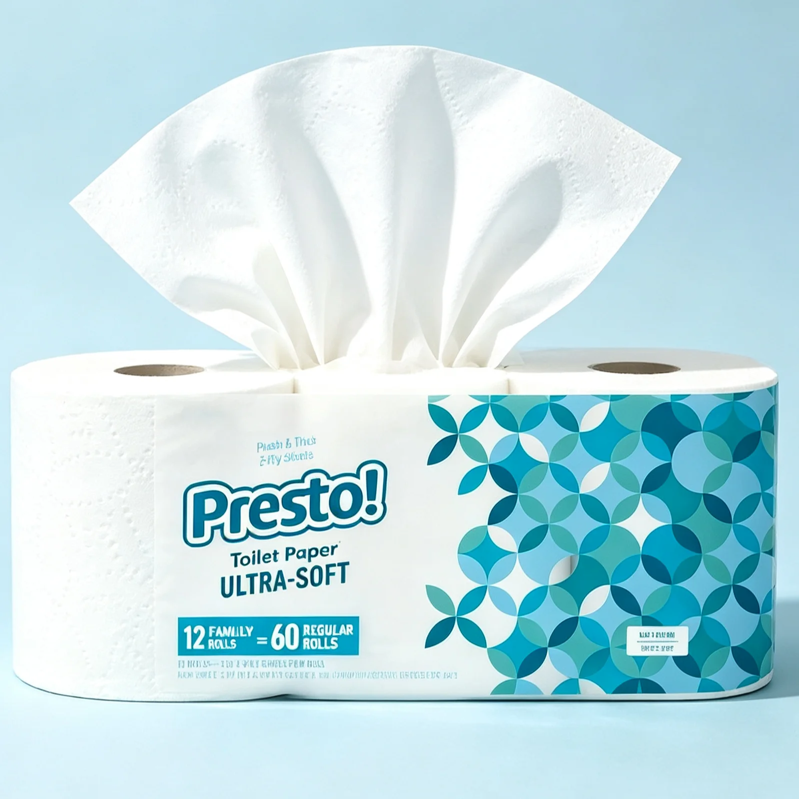 Brand - 2-Ply Ultra-Soft Toilet Paper, 12 Family Mega Rolls = 60 Regular Rolls, Unscented, 313 Sheets Per Roll