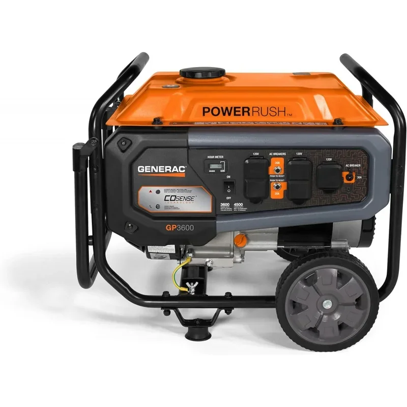 7722 GP3600 3,600-Watt Gas-Powered Portable Generator - COsense Technology - Powerrush Advanced Technology - Durable Design and