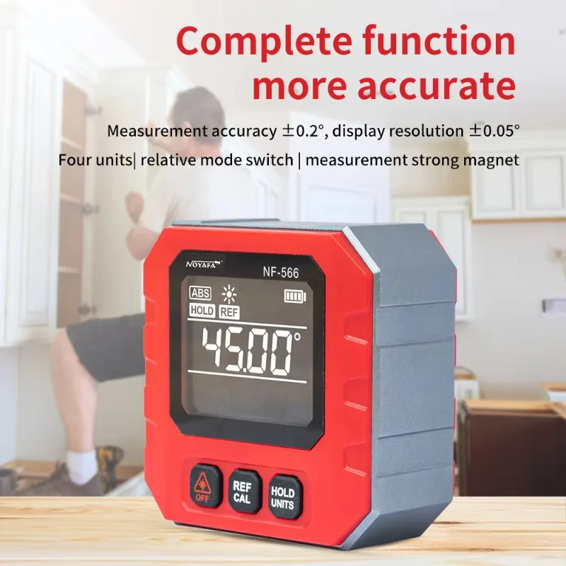 أداة قياس الزاوية الامتزاز المغناطيسي NF-566S ليزر مزدوج الجوانب عالي الدقة شاشة ديجيتال الميل
