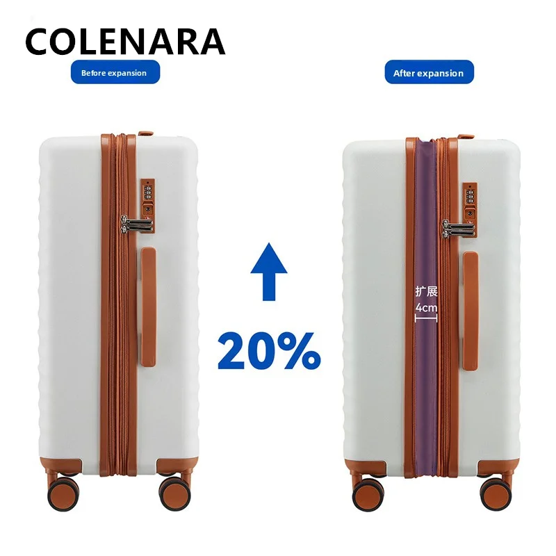 COLENARA ABS + PC Suitcase New Zipper Boarding Box Large Capacity Trolley Bags Travel Bag Three-piece Set Women's Cabin Luggage