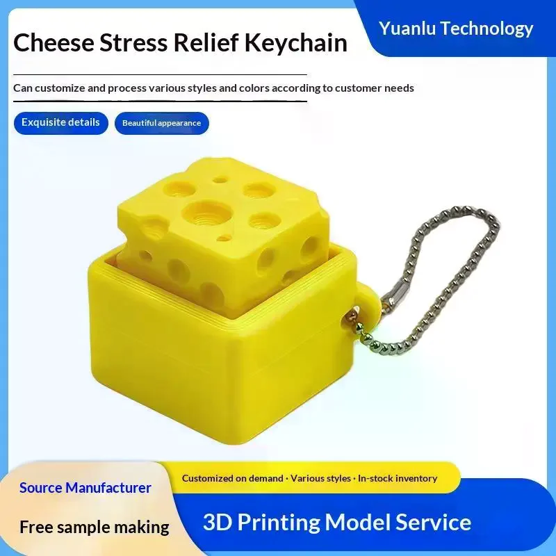 Cheese Shaped Fidget Keychain, Cute Stress Relief Toy, Daily Carry Gift For Kids, Teens & Adults