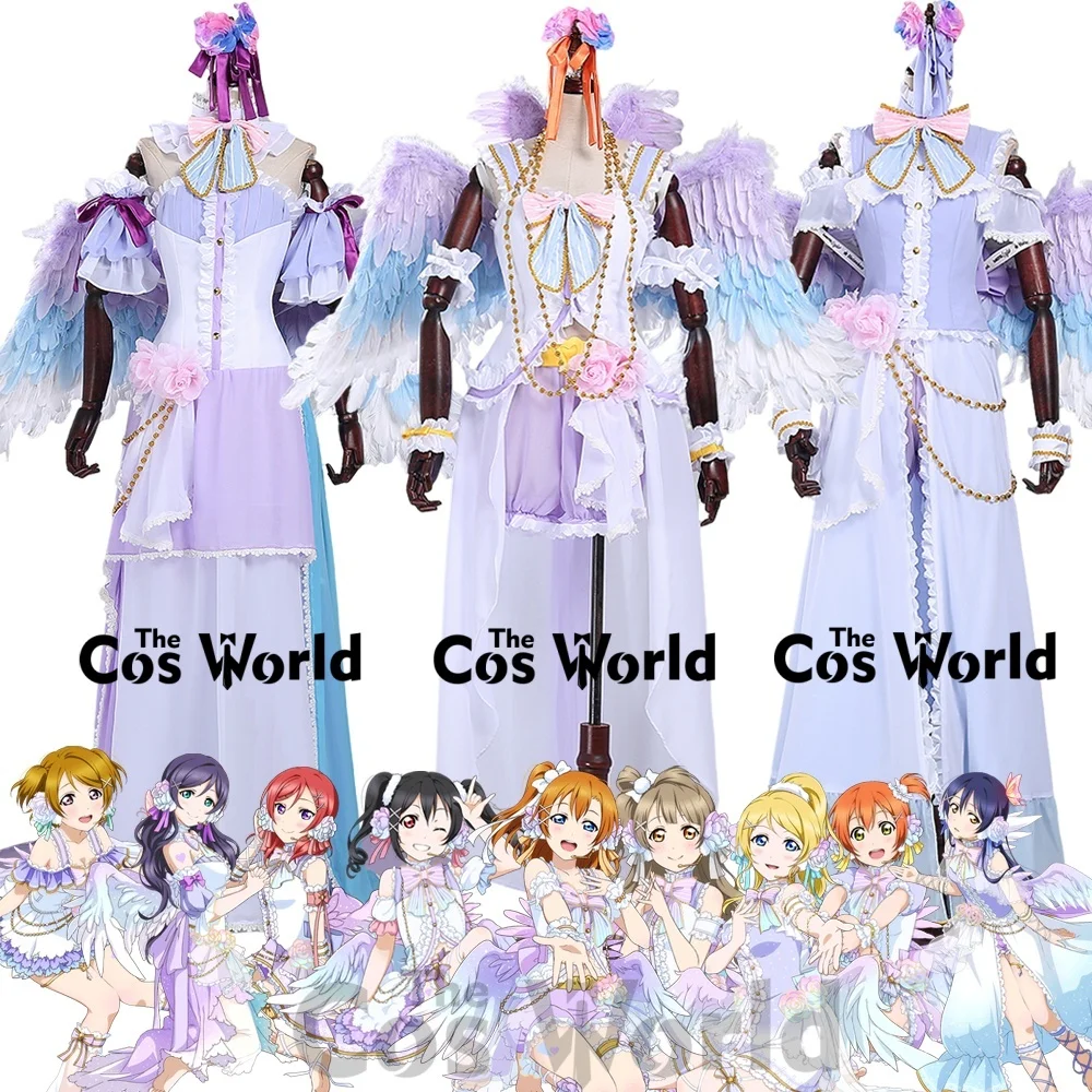 

Love Live Awakened White Day Angel Honoka Kousaka Kotori Minami Umi Sonoda Eli Ayase Outfits Customizable Anime Cosplay Costumes