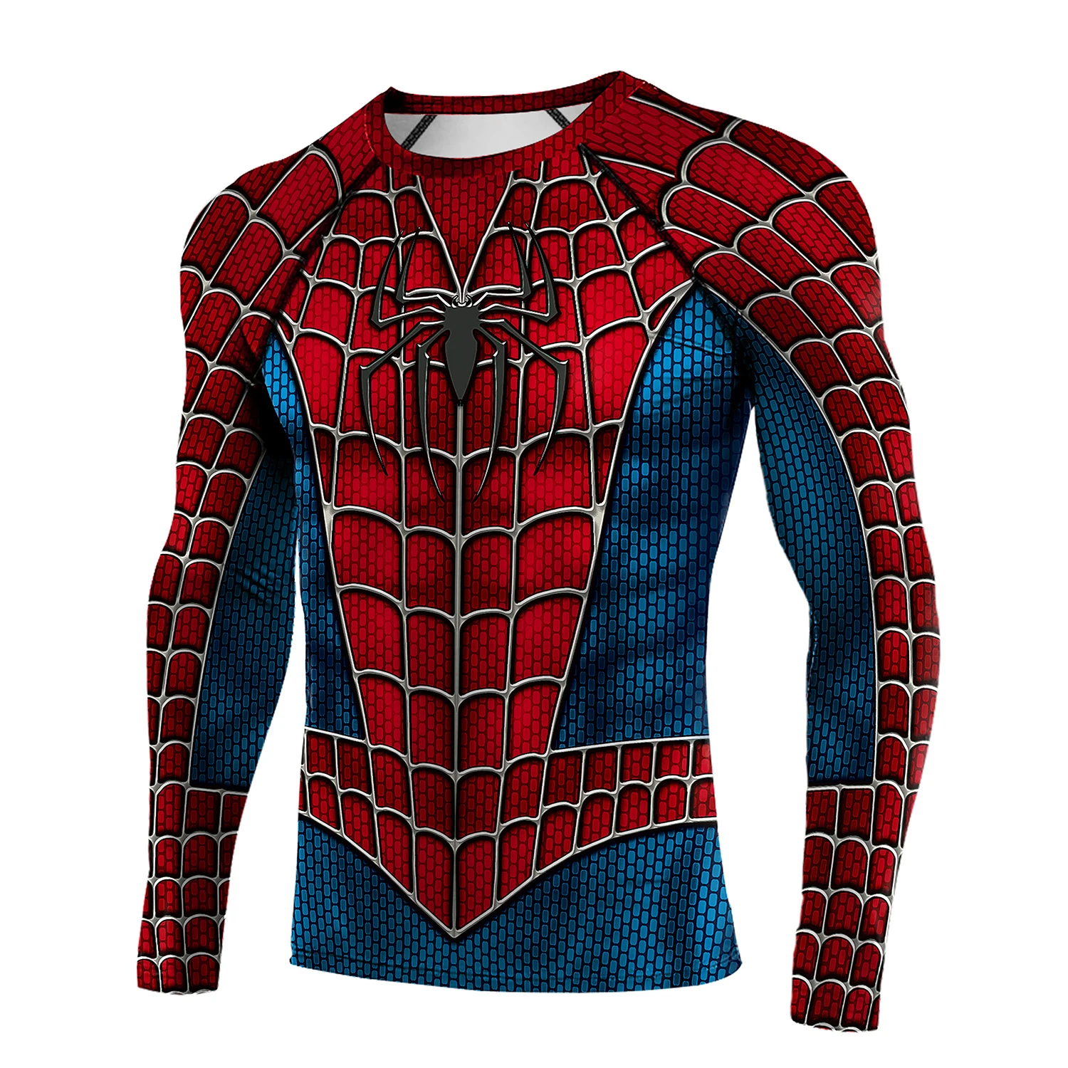 Mens Compression Shirts Long Sleeve Comics Spider Cosplay T-Shirt Superhero Tops Elastic Fitness Sportwear Halloween Clothes