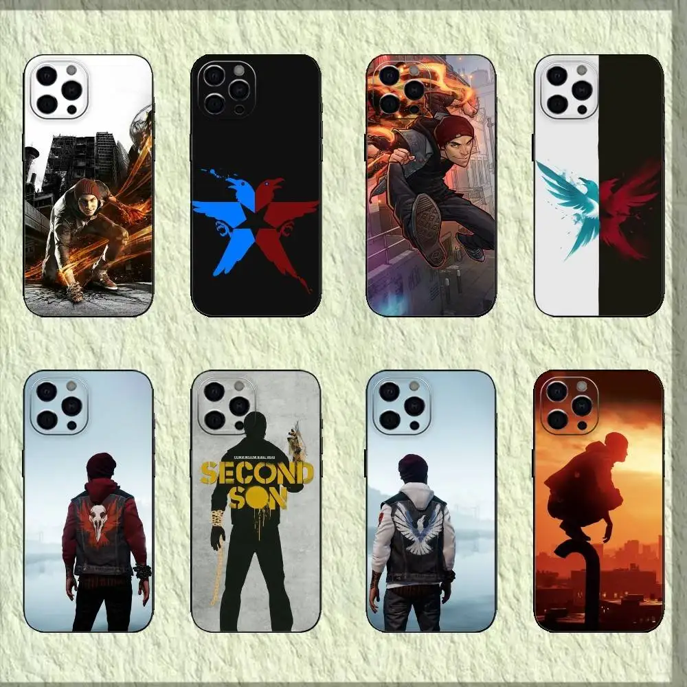 

I-Infamous Second Son Phone Case For iPhone 17,16,15,14,13,12,11 Plus,Pro Max,Soft Silicone Black Cover