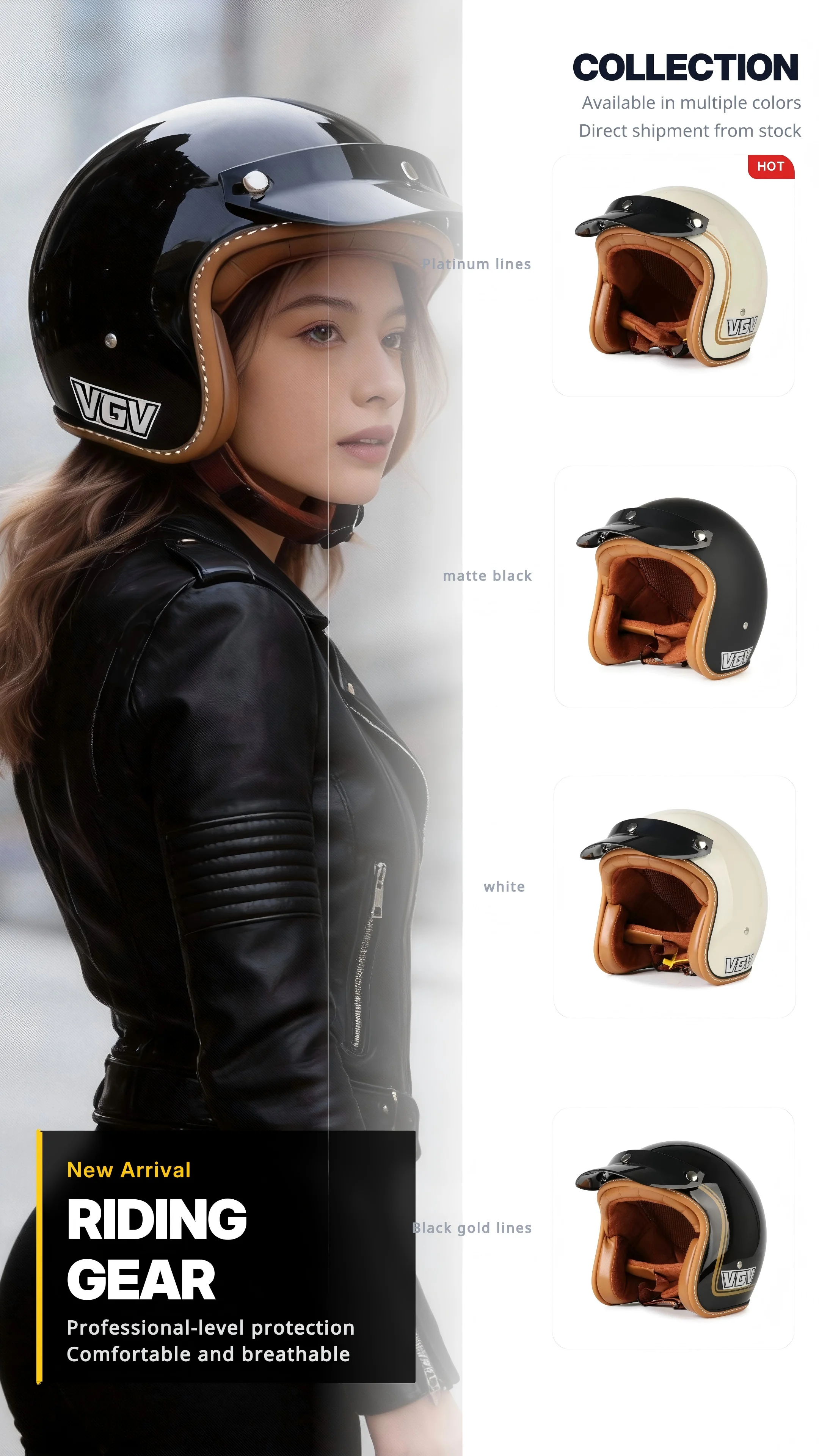 

Мотошлем VGV K7 Retro Open Helmet - корпус из ABS-пластика, съемная кожаная подкладка, ретро-шлем для мужчин и женщин, для езды на мотоцикле и велосипеде на открытом воздухе