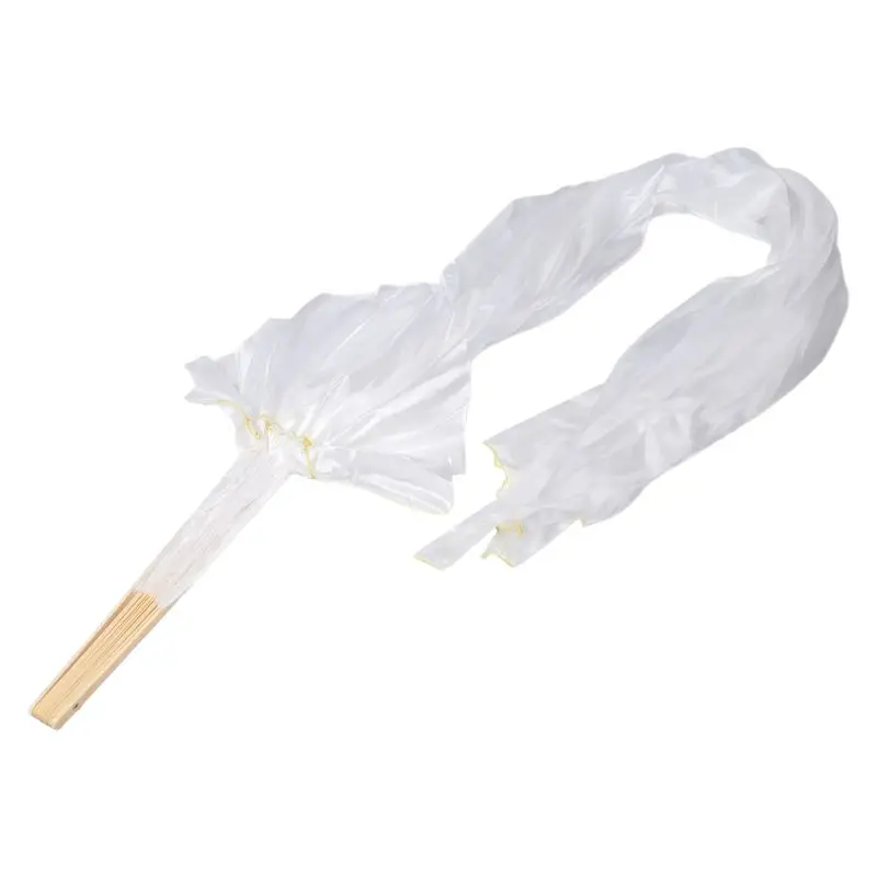 AEF6-100% الحرير للجنسين الحرير الصيني الحجاب مراوح الرقص 1 قطعة مراوح الرقص الشرقي اللون الأبيض 180X90cm #2