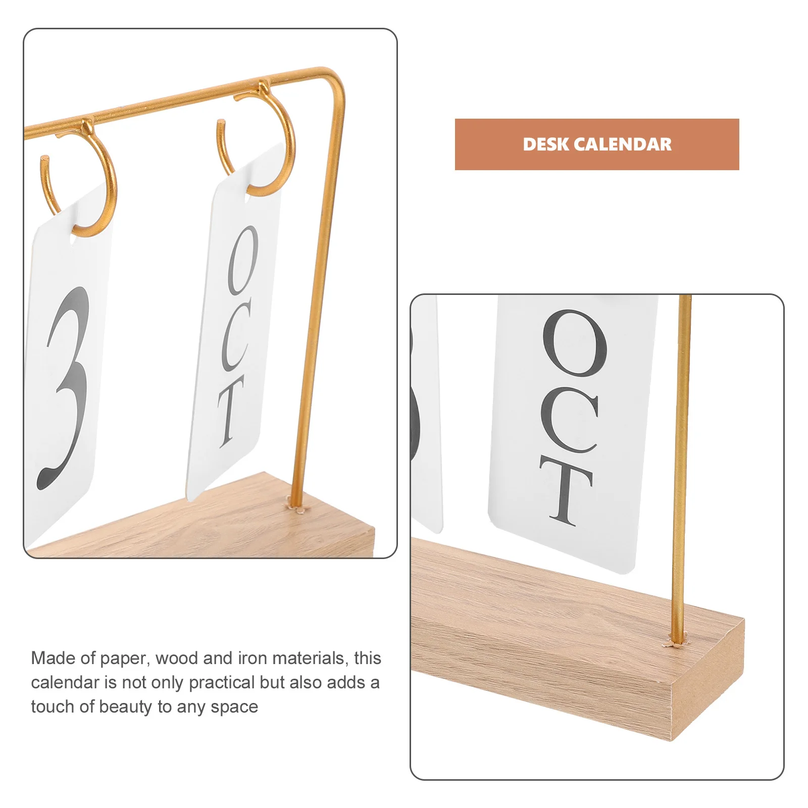 

Wooden Desk Perpetual Flip Calendar Creative Home Office Desktop Decoration Date Display Planner Desk Calendar