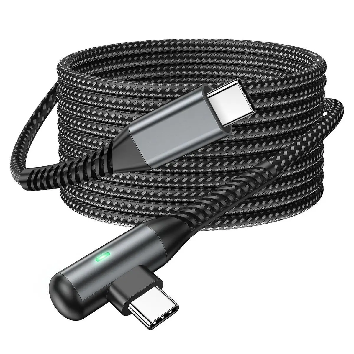 USB C Braided Data Cable 3m/10FT Long Cord 90° Right Angle Type C 240W PD Fast Charging Cable for iPhone 17 16 15 MacBook Air Laptops Samsung S26 S25 Pixel 10 9 Game Controllers