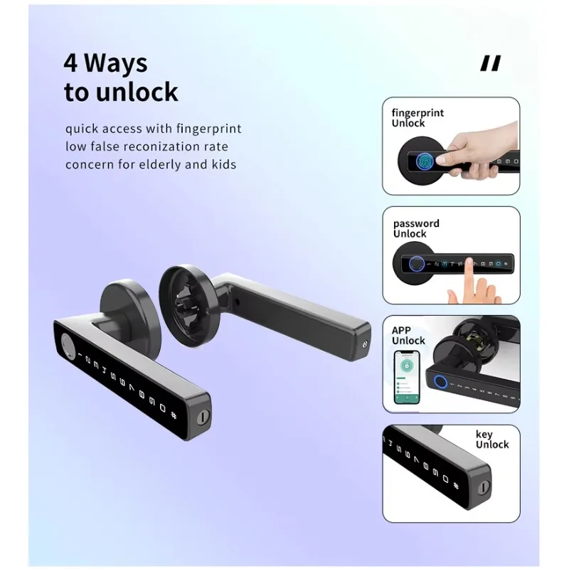 STLF 투야 생체인식 지문 비밀번호 전자 핸들 도어락 침실 가정용 목재 스마트 도어락 스마트락