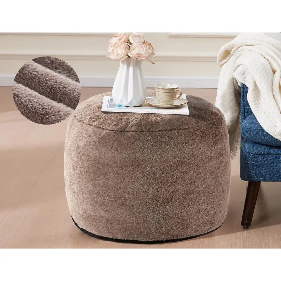 

Pouf Ottoman for Living Room 20x15 Bean Bag Ottoman Soft Top Comfortable Small Foot Stool Foot Rest Pouf Brown Tall Footstool Ot