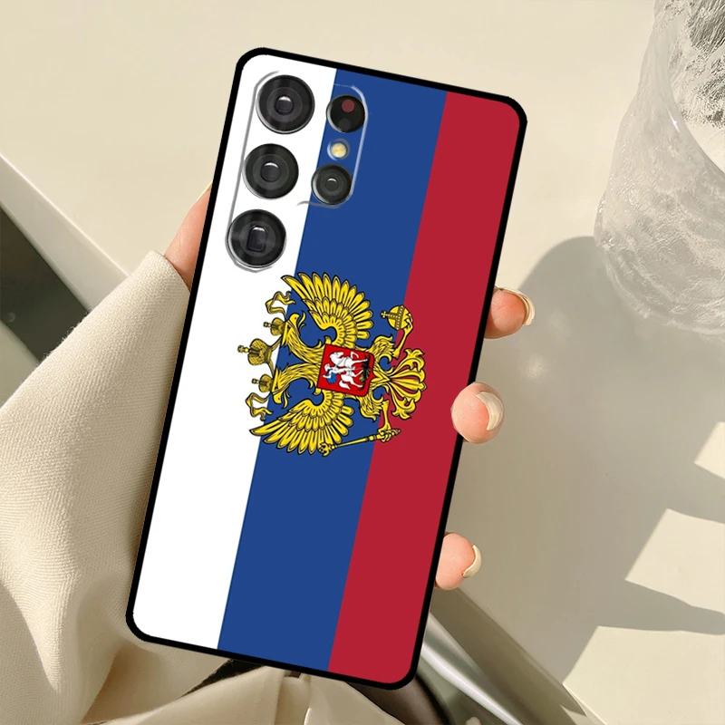 روسيا العلم الروسي شعار الحال بالنسبة لسامسونج غالاكسي S22 الترا S21 S20 S24 S25 الترا S9 S10 زائد S23 FE S25 FE الغطاء الخلفي #2