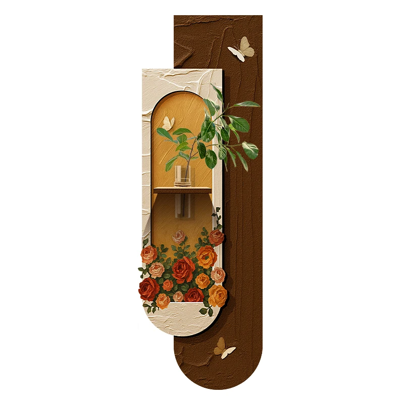 

Medieval style entrance decorative painting rose entrance door is facing the wall hanging painting superimposed lighting
