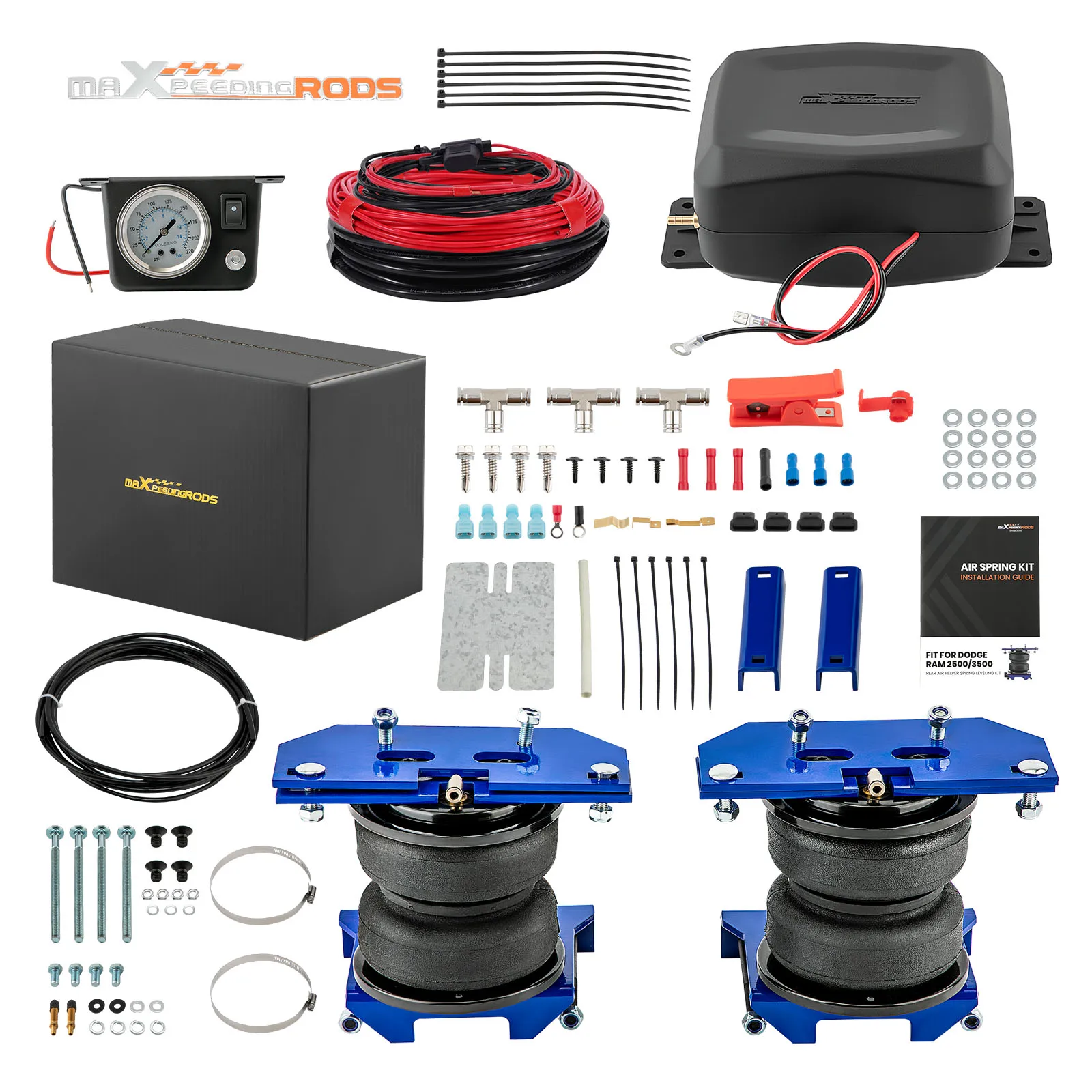 

Air Suspension Springs Controller Kit + Air Spring Bag Fit Ram 2500/3500 2003-13 Helper Leveling Kit