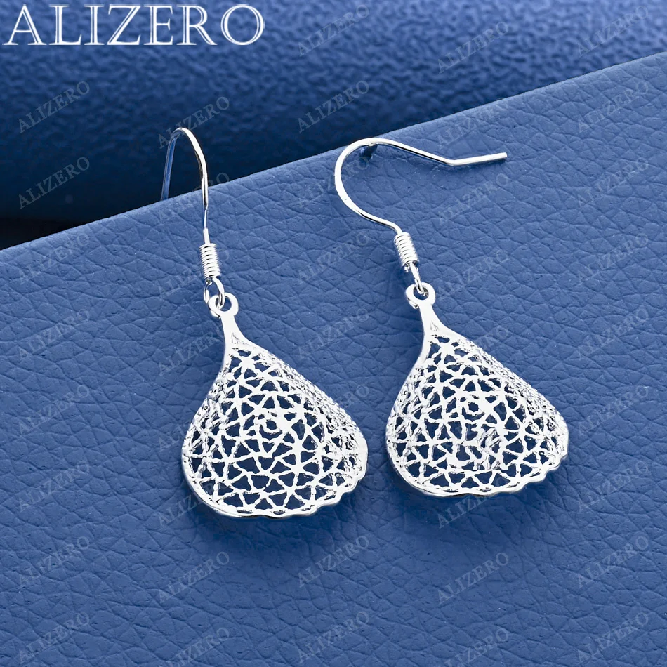 

ALIZERO 925 Sterling Silver Fishing Net Drop Earrings For Women Jewelry Fashion Elegant Engagement Wedding Accessories