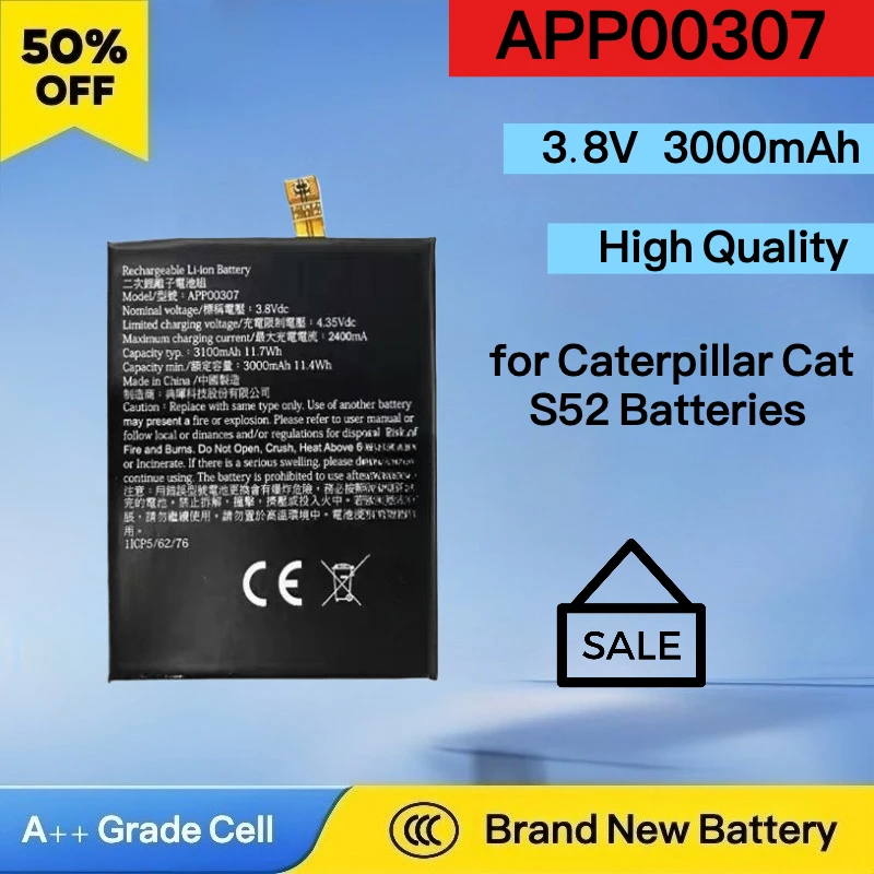 

Newest 3000mAh Battery for Apack APP00307 Replacement Battery for Caterpillar Cat S52 Batteries Mobile Phone Batteries