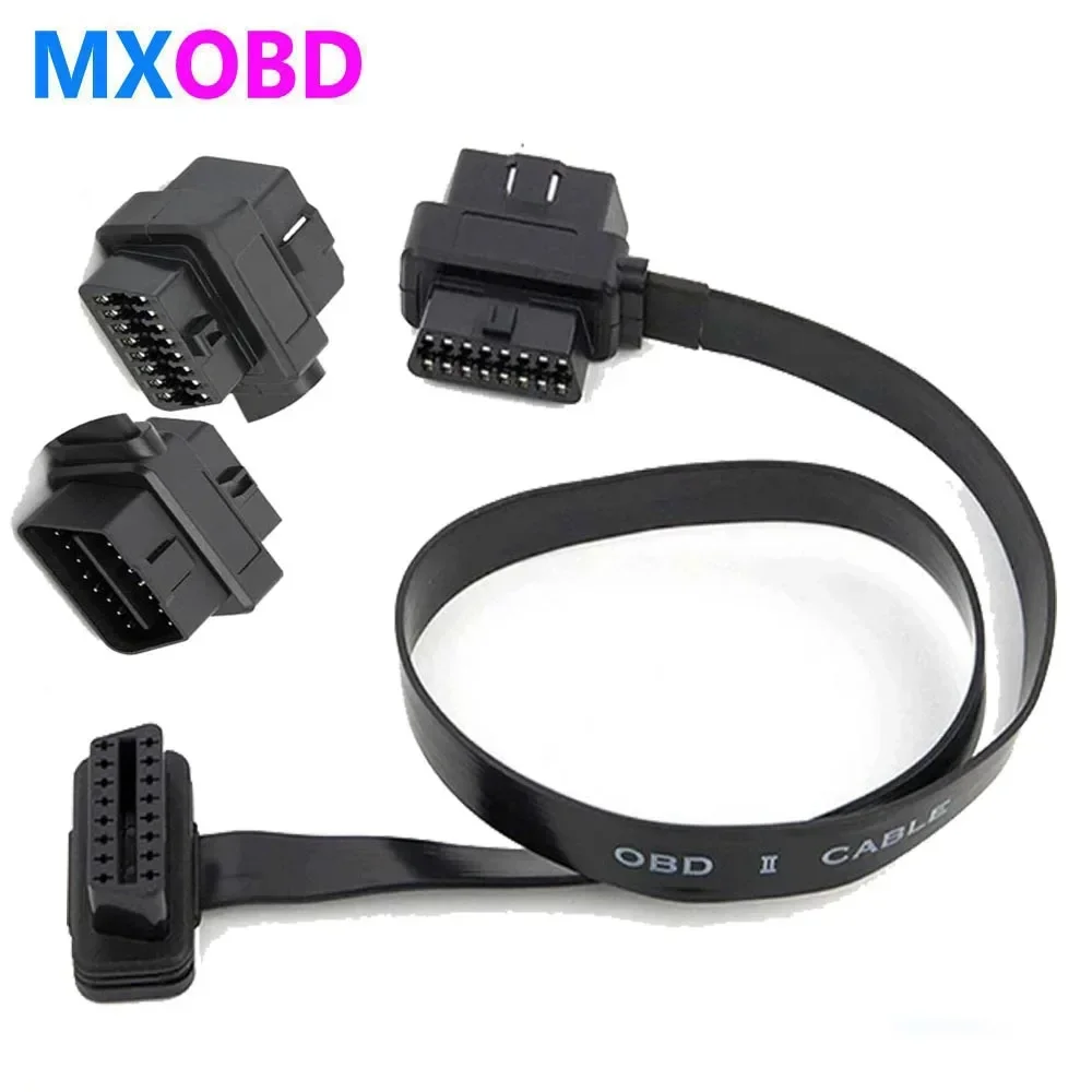 

OBDII HUD Extension 2 Connector OBD OBD2 16PIN Female to Male + Female Connection Flat+Thin as Noodle ELM327