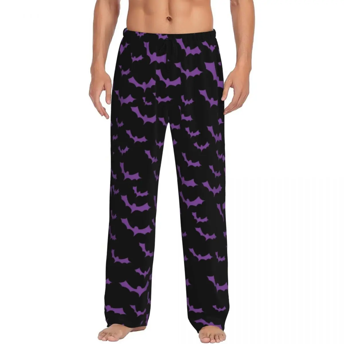 

Custom Halloween Bats Pattern Pajama Pants Sleepwear Men's Elastic Waistband Sleep Lounge Bottoms with Pockets