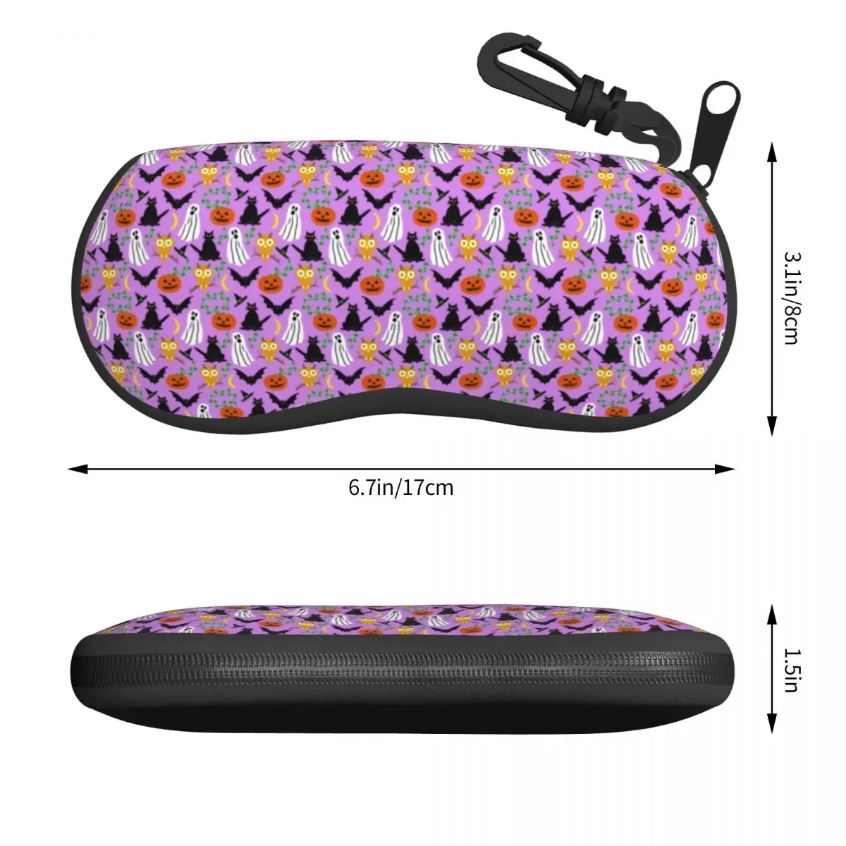 Horizontal Glasses Case Halloween Ghosts Bats Men Women Zip Sunglasses Pouch Fashion Pocket Eyeglasses Box