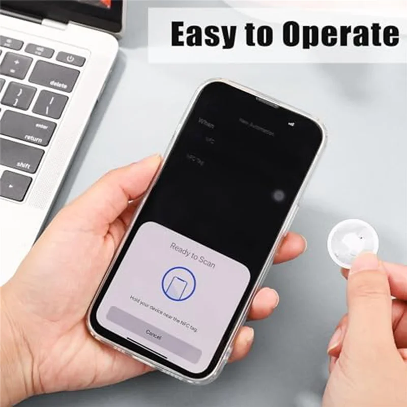 A72Z 60Pcs Naklejki NFC Chip NFC Tag wielokrotnego zapisu Kompatybilny z NFC Urządzenia mobilne z obsługą NFC Trwałe Łatwe w użyciu Białe