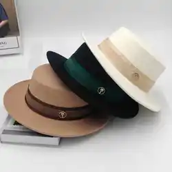 French fashion new autumn and winter all elegant vintage flat top hat women fashion wool felt hat